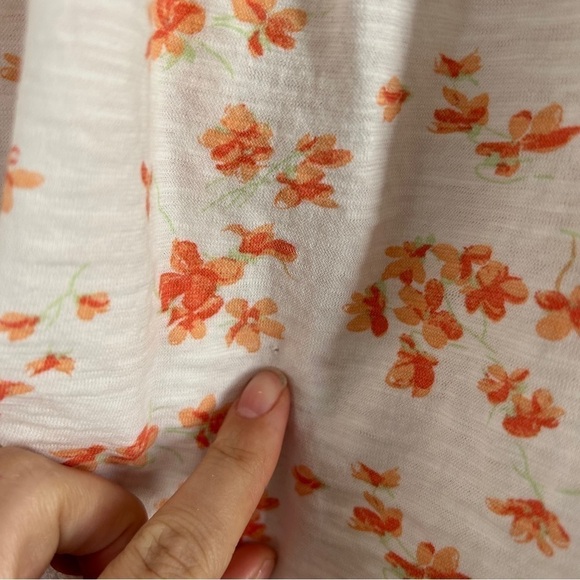 🦋 LC Lauren Conrad White Orange Floral Short Sleeve Blouse Spring Casual XXL - Picture 8 of 8